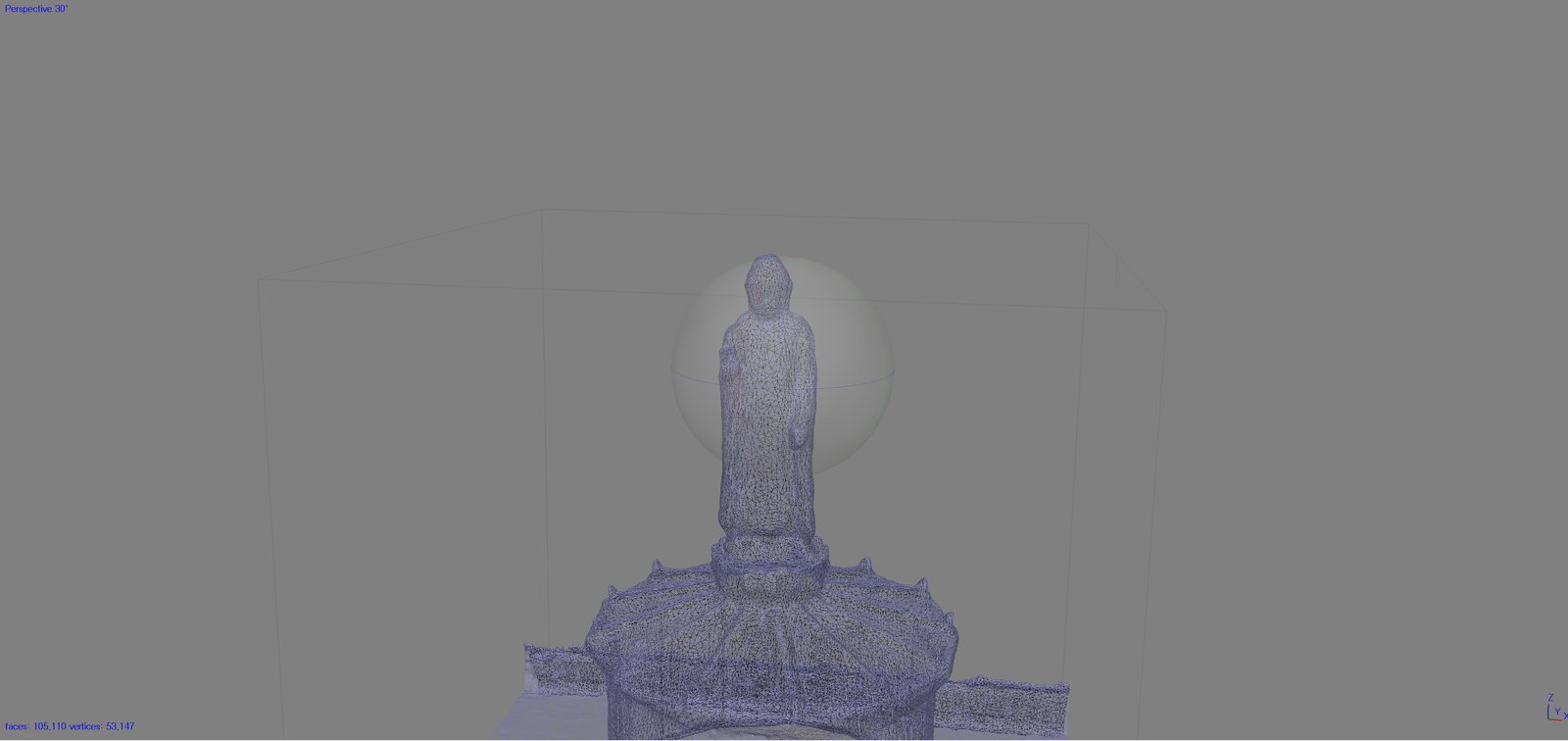 불상 3D 모델의 메쉬(삼각망) 구조